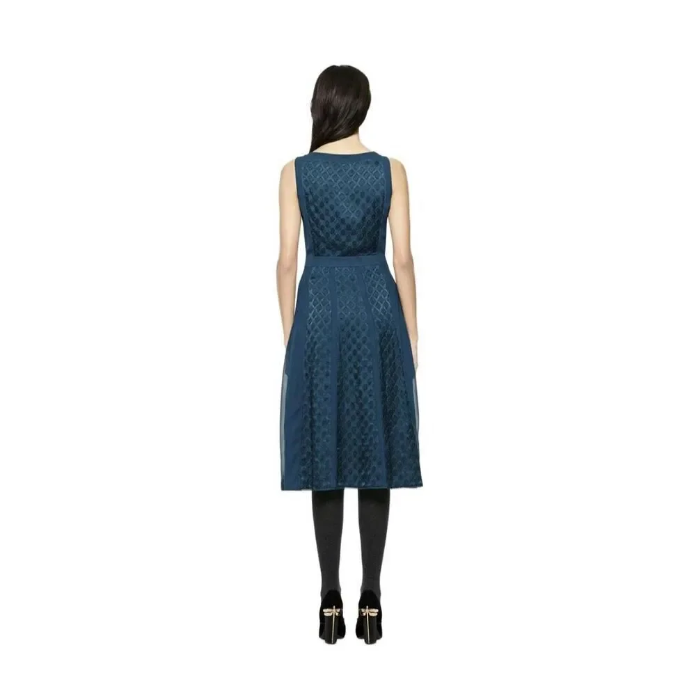 Tory Burch Hadley A-Line Dress, Deep Sea Blue Silk, Slvls., NWOT, Sz. 6